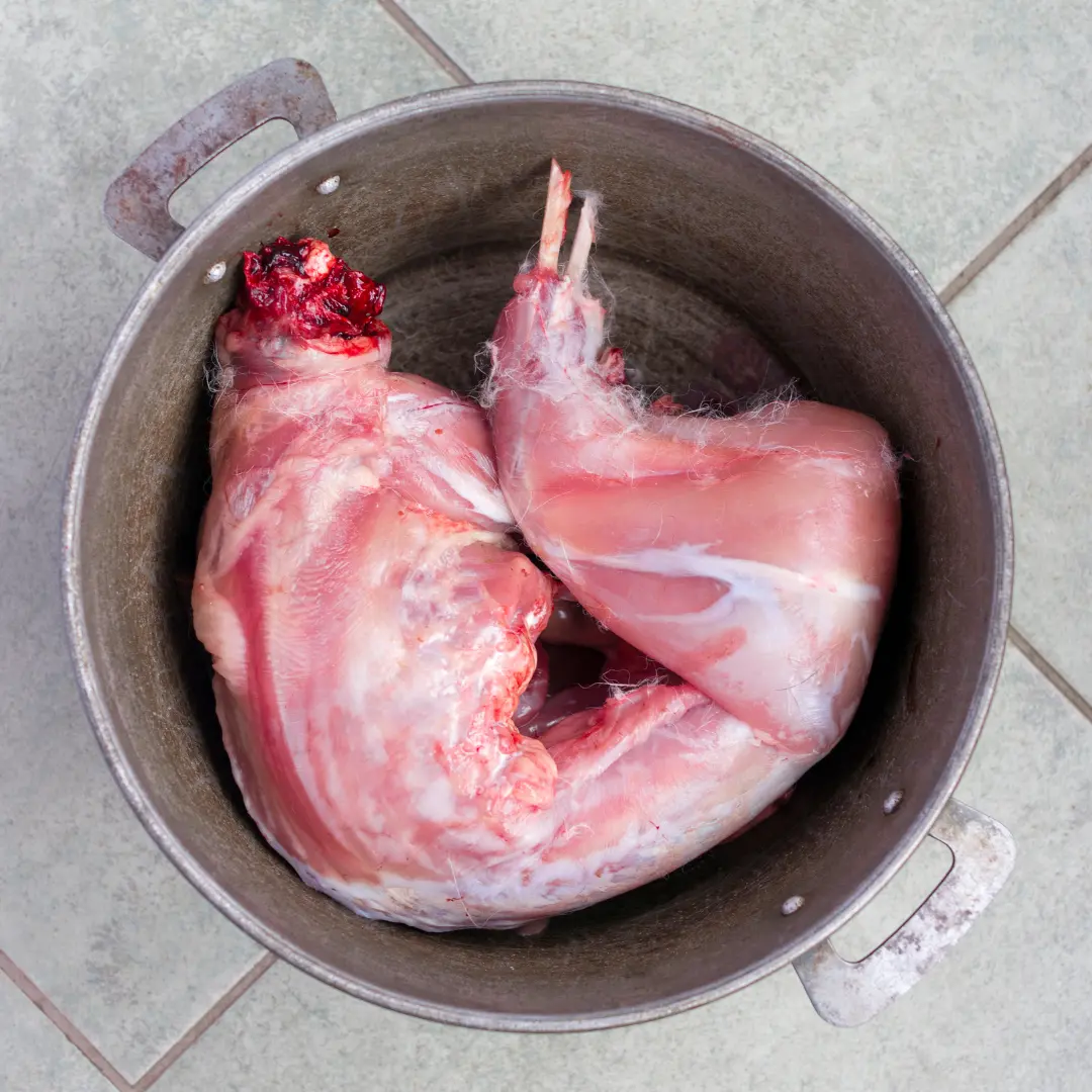 Raw rabbit meat